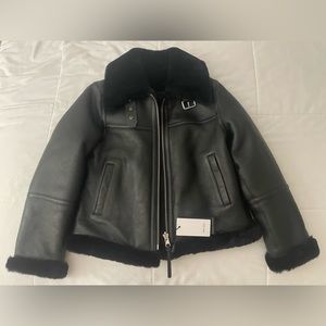 REISS MACEY REVERSIBLE SHEARLING AVIATOR JACKET